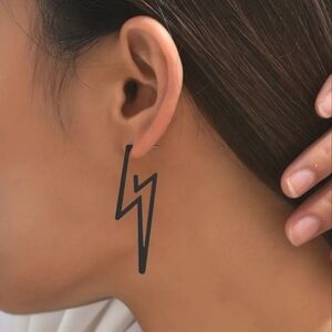 Black lightening bolt earrings Trendy Dangle Earrings